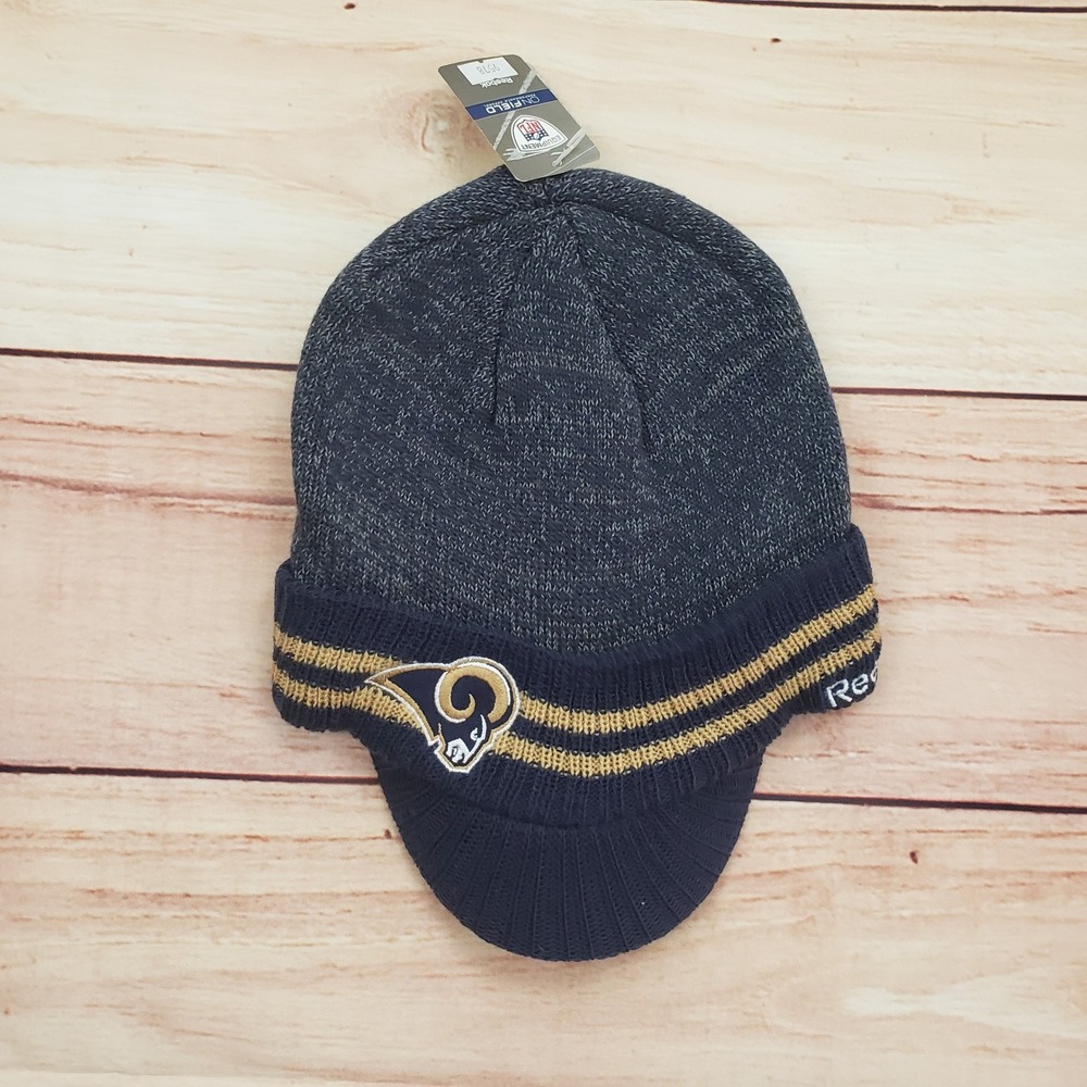 Los Angeles Rams Hat Cap Beanie One Size Blue NFL Football On Field Mens NEW A3